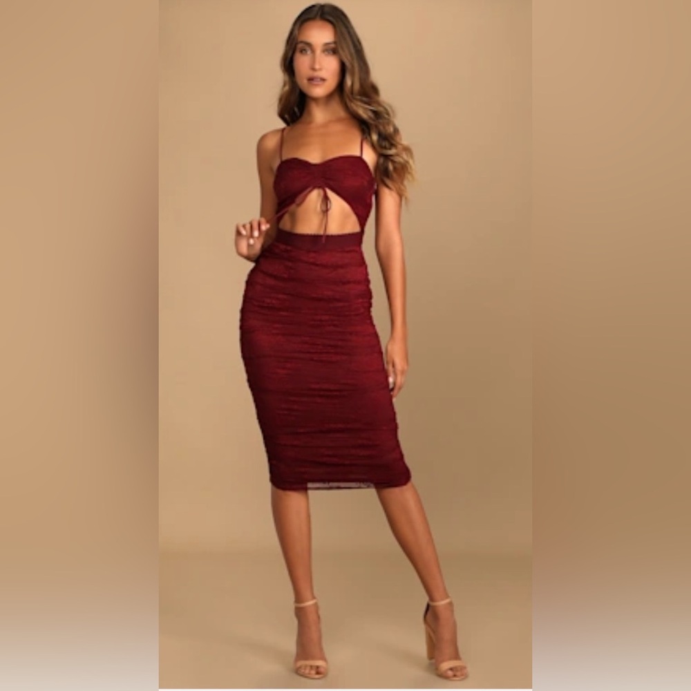 Lulu's Burgundy Midi Skirt